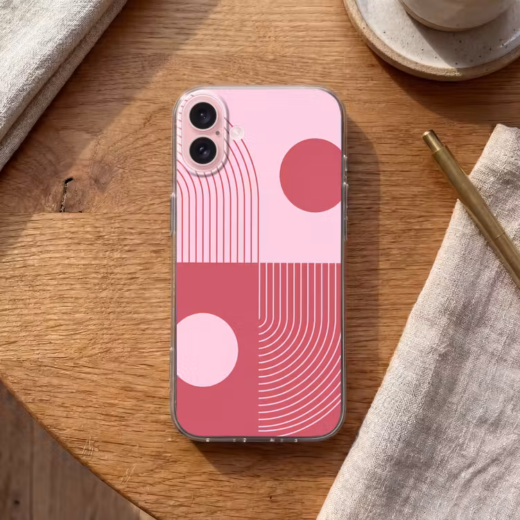 Telefoonhoesje - Geometrie - Patroon - Abstract - Roze - Modern — 2