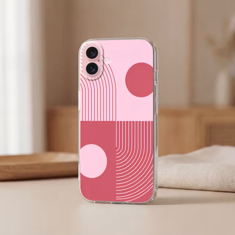 Telefoonhoesje - Geometrie - Patroon - Abstract - Roze - Modern — 3