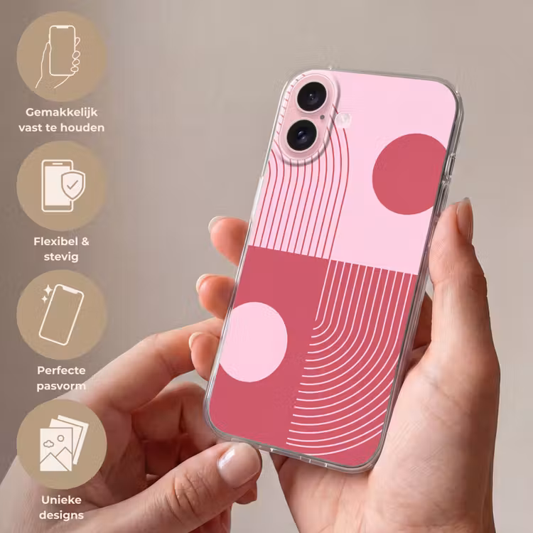 Telefoonhoesje - Geometrie - Patroon - Abstract - Roze - Modern — 4