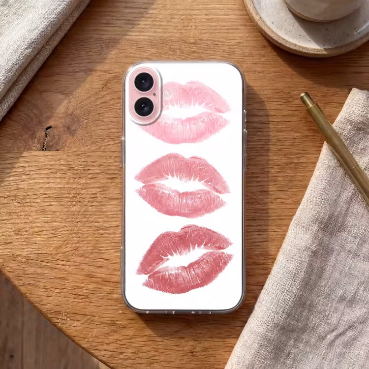 Telefoonhoesje - Lippen - Kusafdruk - Roze - Modern - Abstract — 2