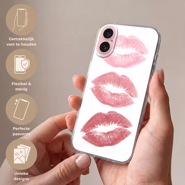 Telefoonhoesje - Lippen - Kusafdruk - Roze - Modern - Abstract — 4