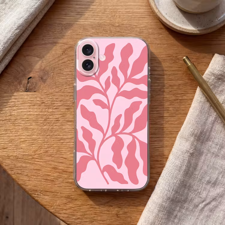 Telefoonhoesje - Planten - Organisch - Abstract - Modern - Roze — 2