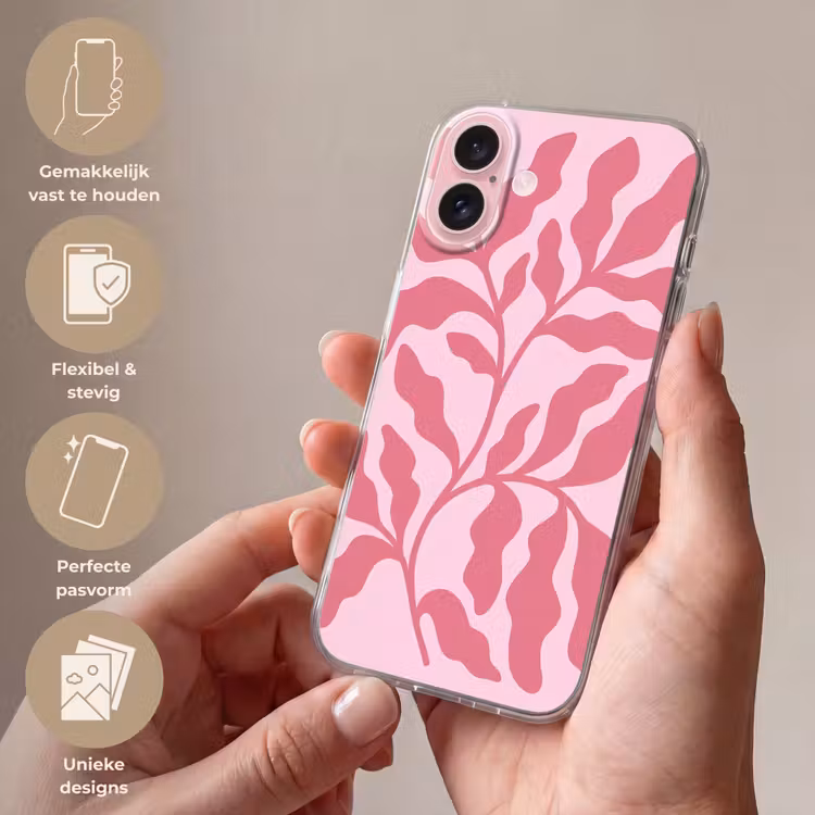 Telefoonhoesje - Planten - Organisch - Abstract - Modern - Roze — 4