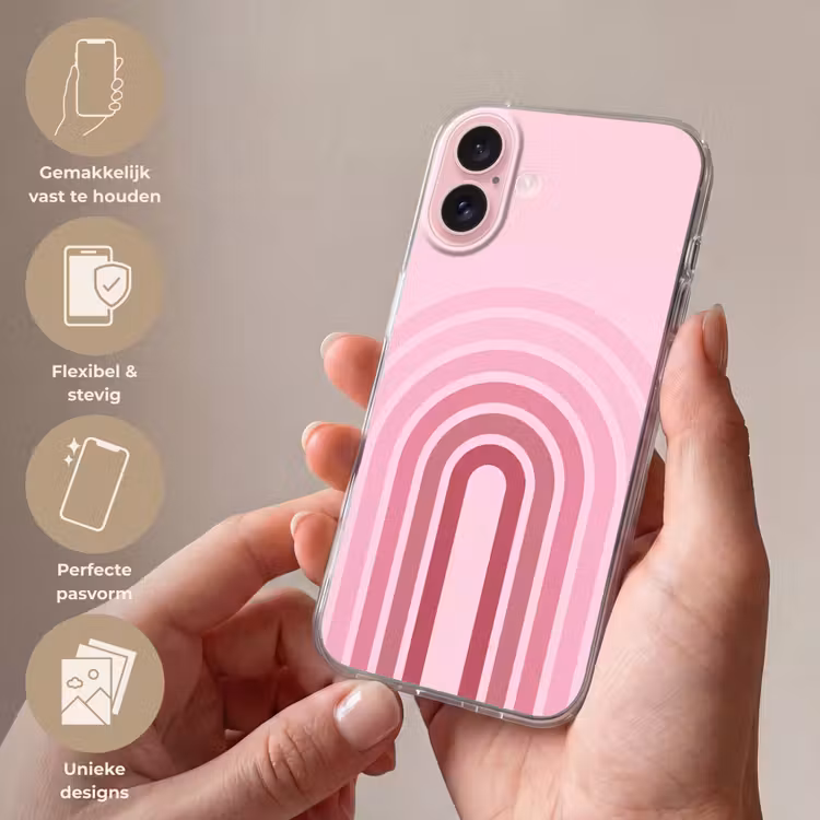 Telefoonhoesje - Regenboog - Roze - Abstract - Modern - Minimalistisch — 4