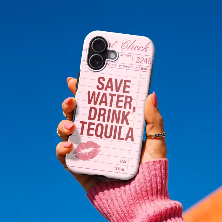 Telefoonhoesje Toughcase - Humor - Drank - Tekst - Roze — 2