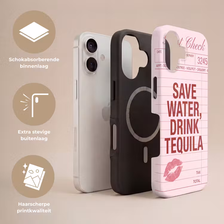 Telefoonhoesje Toughcase - Humor - Drank - Tekst - Roze — 3