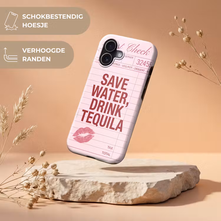Telefoonhoesje Toughcase - Humor - Drank - Tekst - Roze — 5