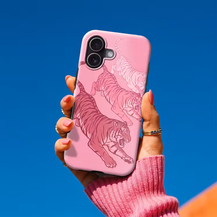 Telefoonhoesje Toughcase - Kat - Springend - Dieren - Roze - Modern — 2
