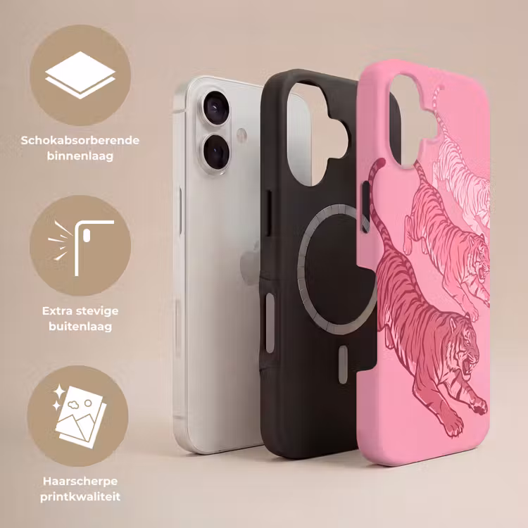 Telefoonhoesje Toughcase - Kat - Springend - Dieren - Roze - Modern — 3