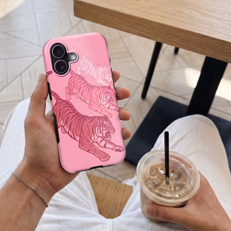 Telefoonhoesje Toughcase - Kat - Springend - Dieren - Roze - Modern — 4