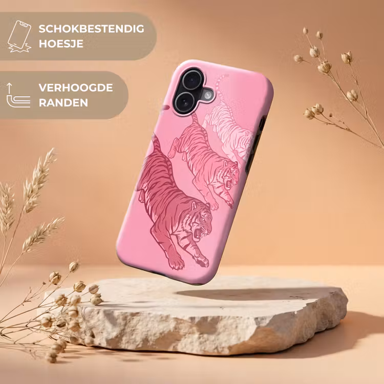 Telefoonhoesje Toughcase - Kat - Springend - Dieren - Roze - Modern — 5