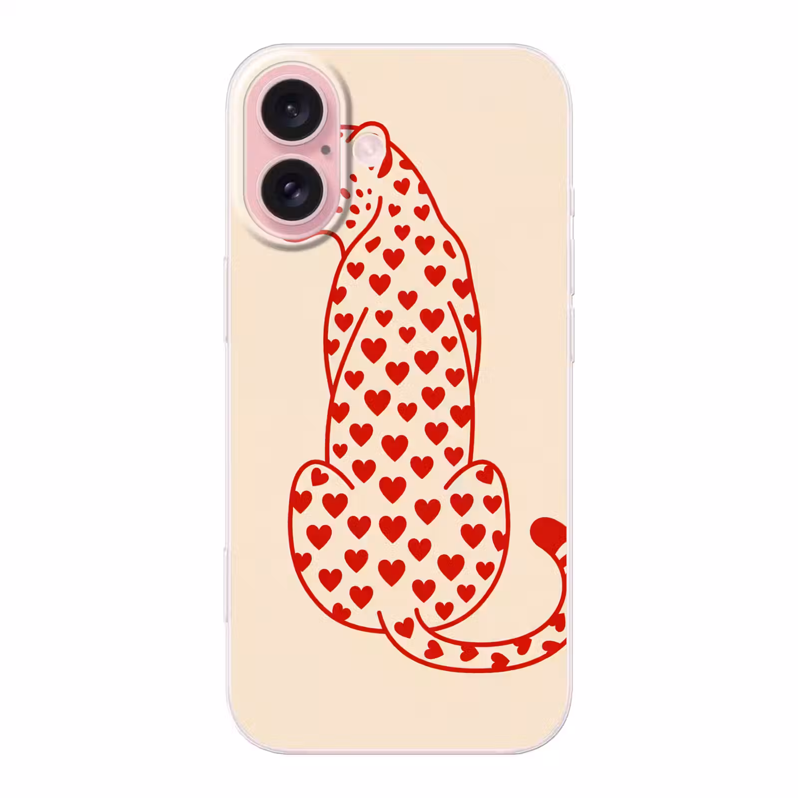 Telefoonhoesje - Kat - Harten - Dieren - Modern - Rood — 1