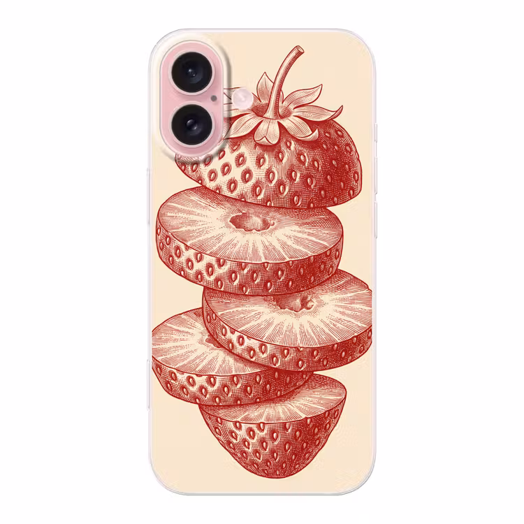 Telefoonhoesje - Fruit - Gesneden - Illustratie - Rood - Vintage — 1