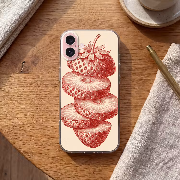 Telefoonhoesje - Fruit - Gesneden - Illustratie - Rood - Vintage — 2