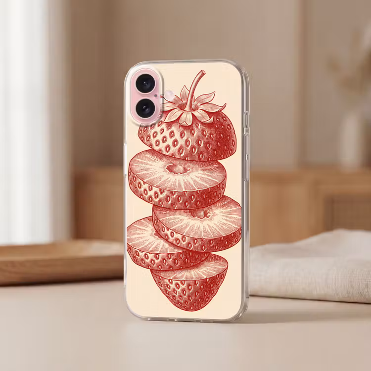 Telefoonhoesje - Fruit - Gesneden - Illustratie - Rood - Vintage — 3