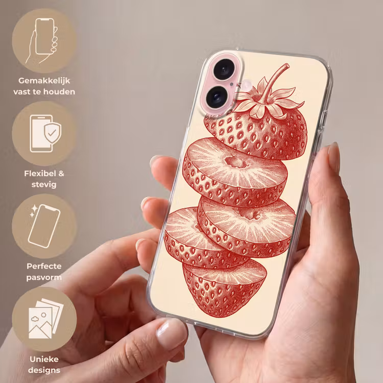 Telefoonhoesje - Fruit - Gesneden - Illustratie - Rood - Vintage — 4