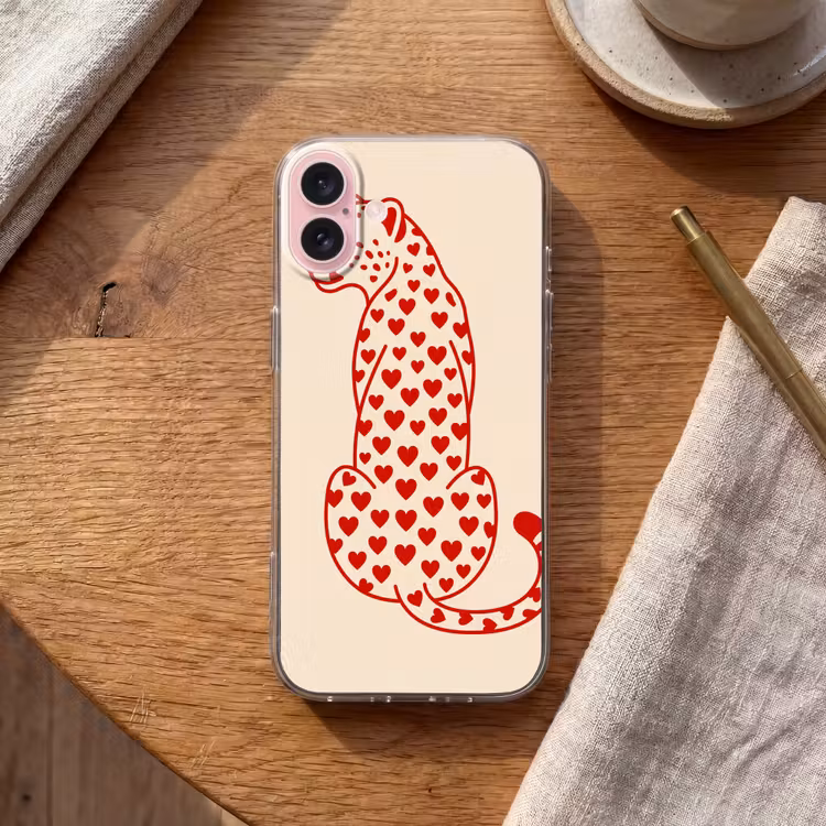 Telefoonhoesje - Kat - Harten - Dieren - Modern - Rood — 2