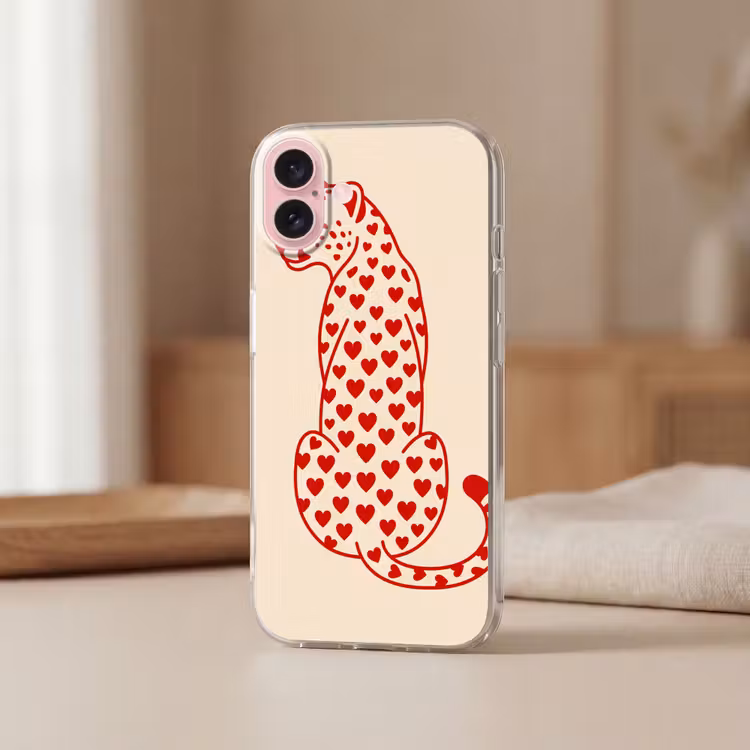 Telefoonhoesje - Kat - Harten - Dieren - Modern - Rood — 3