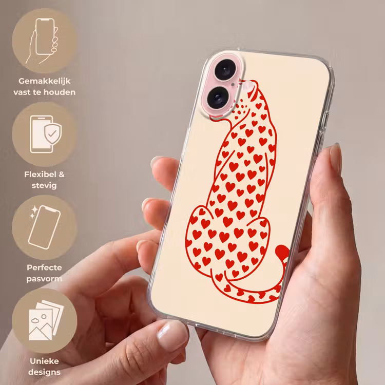 Telefoonhoesje - Kat - Harten - Dieren - Modern - Rood — 4