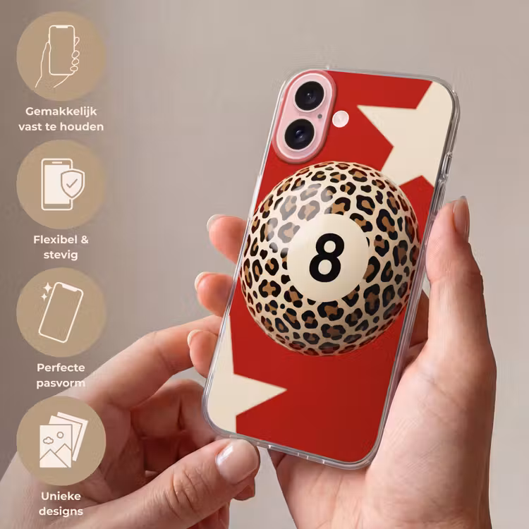 Telefoonhoesje - Spel - Dierenprint - Nummer 8 - Modern - Rood — 4