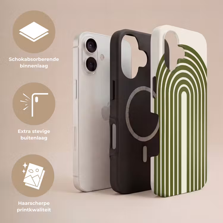 Telefoonhoesje Toughcase - Abstract - Bogen - Modern - Groen - Kunst — 3