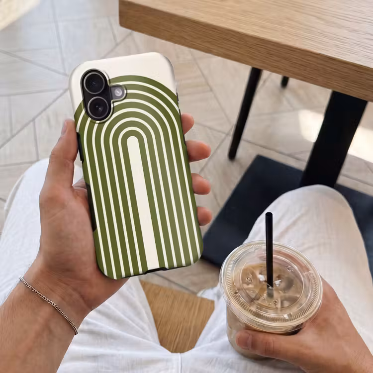 Telefoonhoesje Toughcase - Abstract - Bogen - Modern - Groen - Kunst — 4