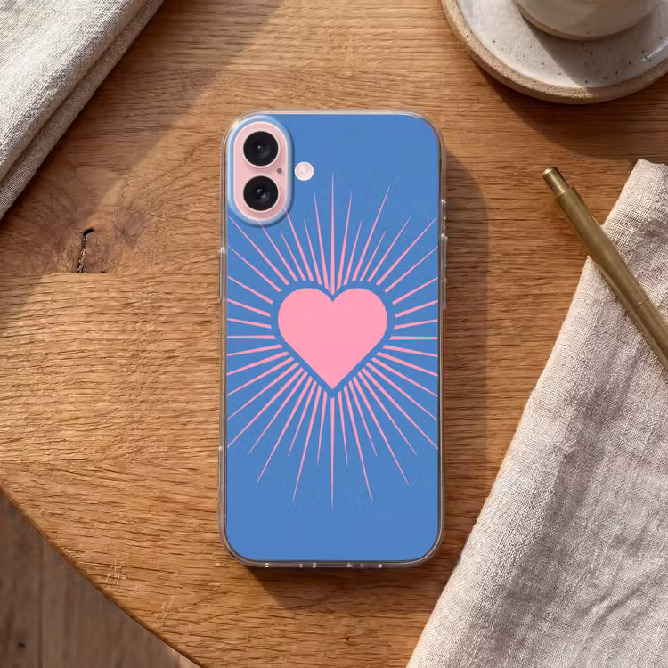 Telefoonhoesje - Hart - Stralen - Liefde - Modern - Roze — 2