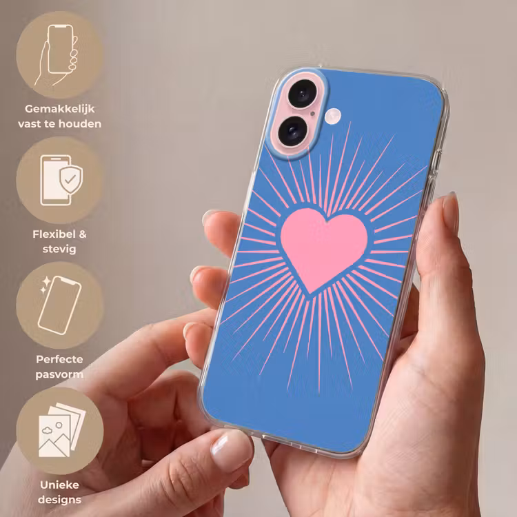 Telefoonhoesje - Hart - Stralen - Liefde - Modern - Roze — 4