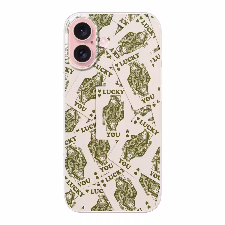 Telefoonhoesje - Kaarten - Koningin - Patroon - Groen - Spel — 1