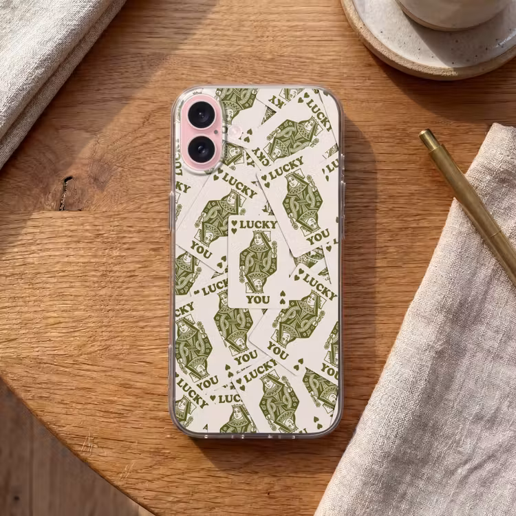 Telefoonhoesje - Kaarten - Koningin - Patroon - Groen - Spel — 2