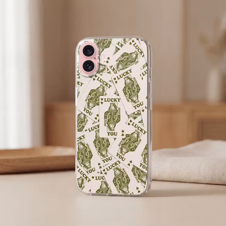 Telefoonhoesje - Kaarten - Koningin - Patroon - Groen - Spel — 3