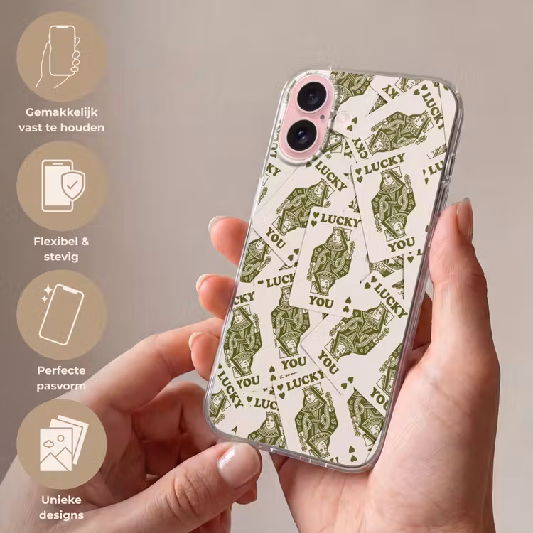 Telefoonhoesje - Kaarten - Koningin - Patroon - Groen - Spel — 4