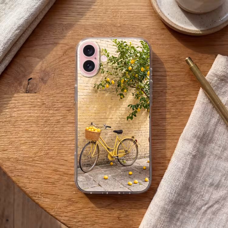 Telefoonhoesje - Fiets - Mand - Eten - Geel - Zomer — 2