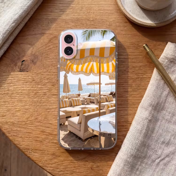 Telefoonhoesje - Strand - Ligbedden - Vakantie - Modern - Geel — 2