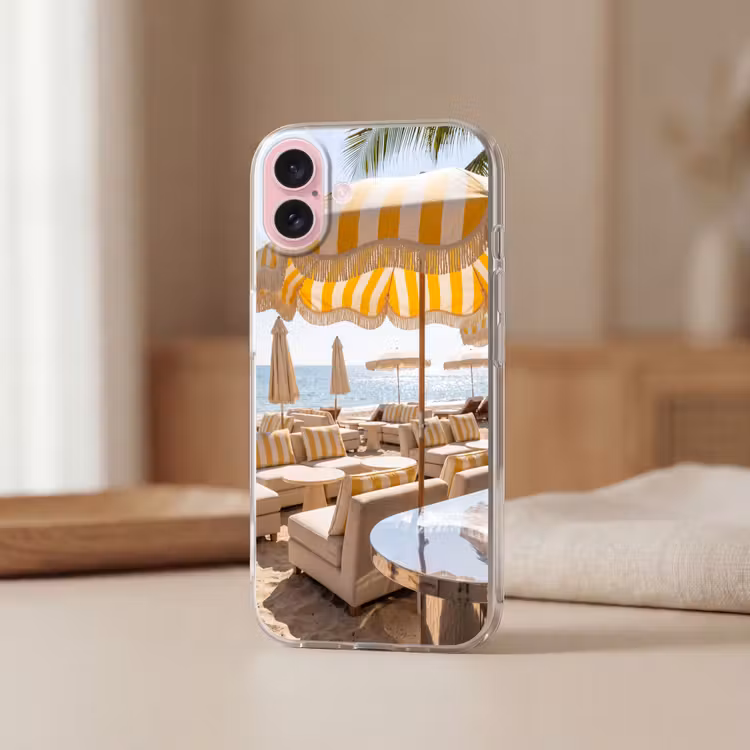 Telefoonhoesje - Strand - Ligbedden - Vakantie - Modern - Geel — 3