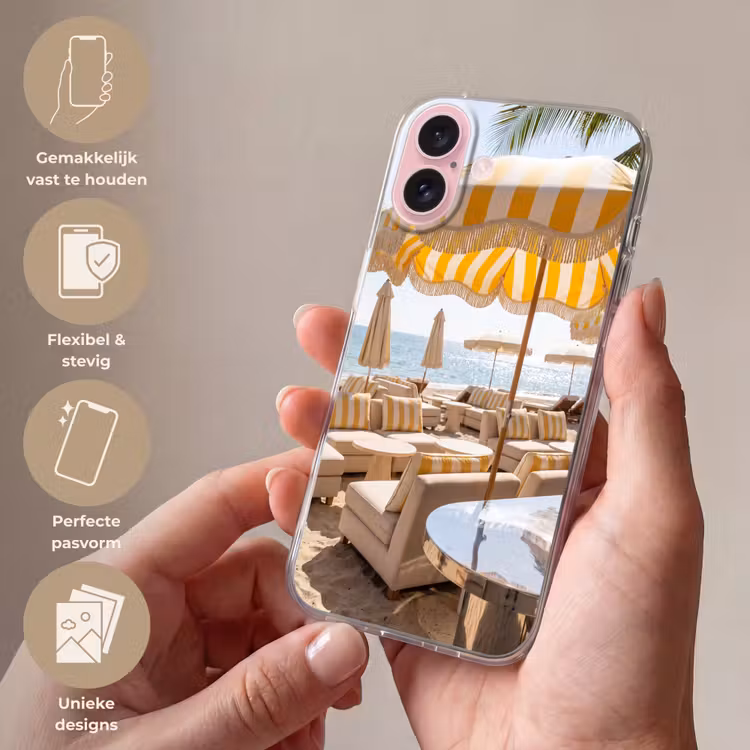 Telefoonhoesje - Strand - Ligbedden - Vakantie - Modern - Geel — 4