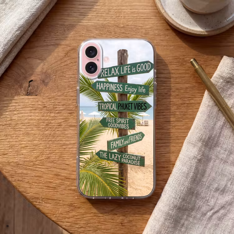 Telefoonhoesje - Strand - Wegwijzer - Palmen - Tropisch - Groen — 2