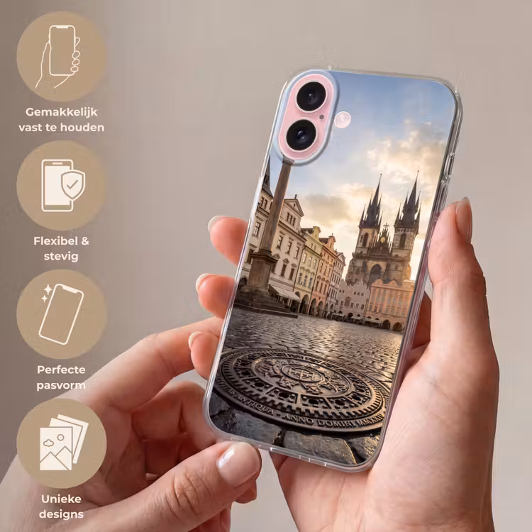 Telefoonhoesje - Stad - Praag - Ochtend - Architectuur - Goud — 4