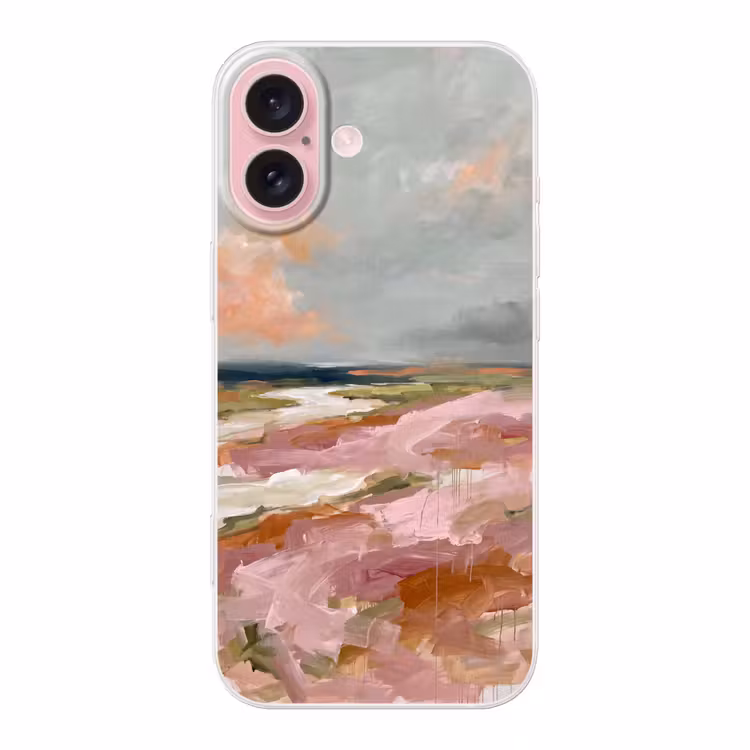 Telefoonhoesje - Landschap - Rivier - Abstract - Roze - Groen — 1