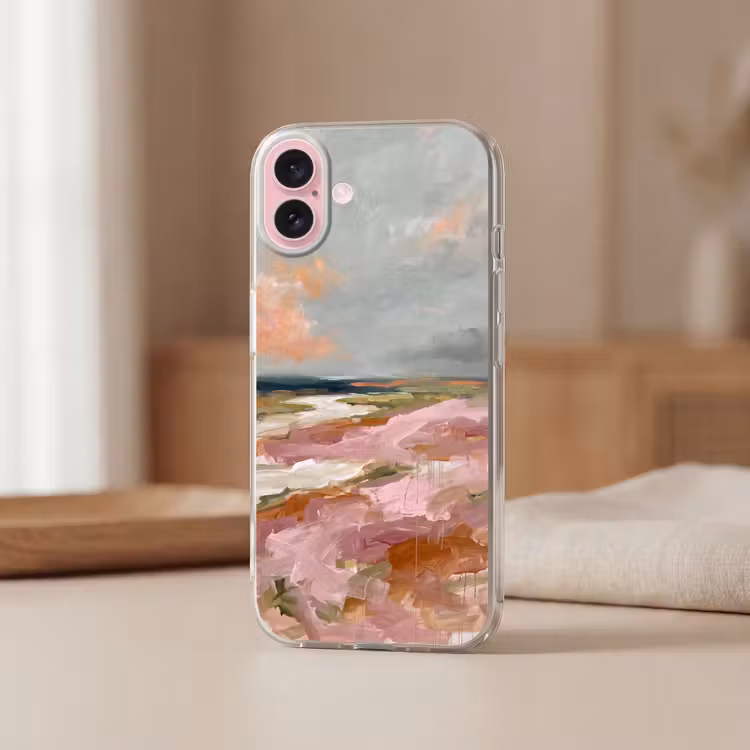 Telefoonhoesje - Landschap - Rivier - Abstract - Roze - Groen — 3