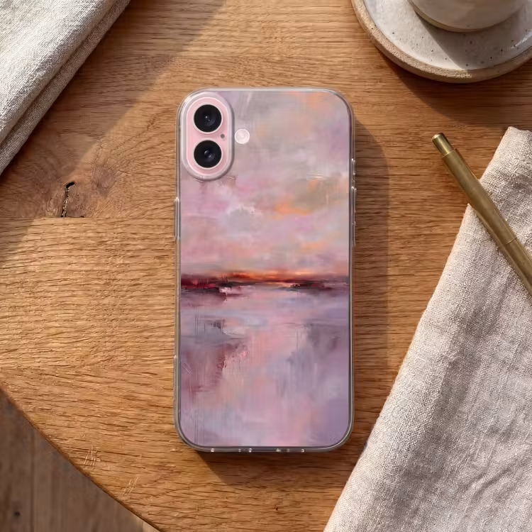 Telefoonhoesje - Landschap - Zonsondergang - Abstract - Modern - Roze — 2