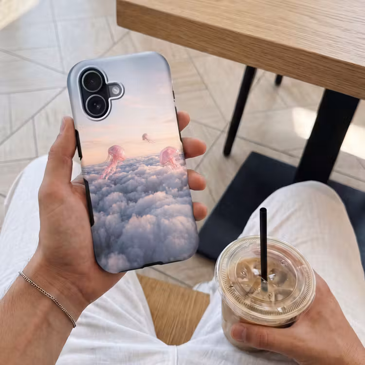 Telefoonhoesje Toughcase - Roze dier - Wolken — 4