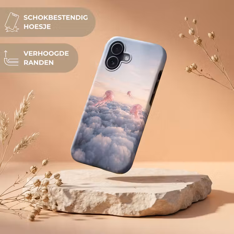 Telefoonhoesje Toughcase - Roze dier - Wolken — 5