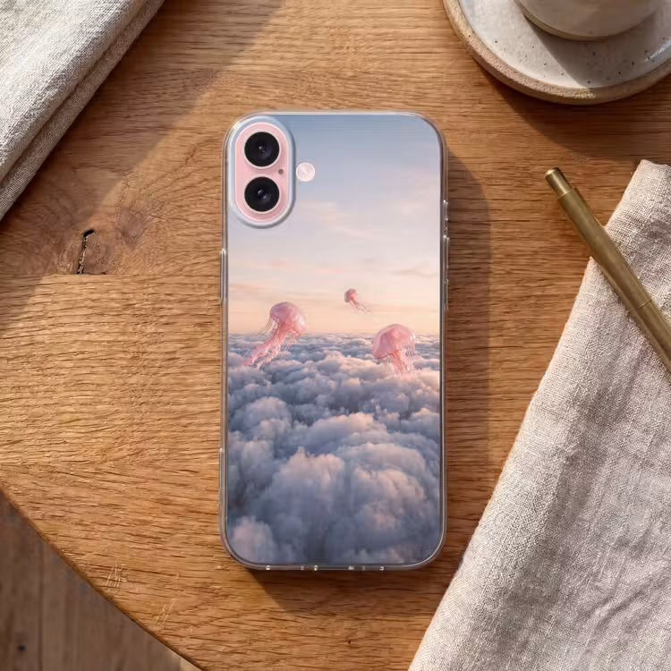 Telefoonhoesje - Roze dier - Wolken — 2