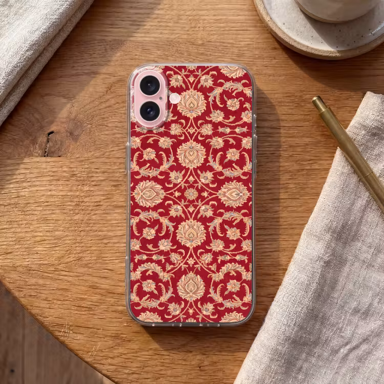 Telefoonhoesje - Patroon - Bloem - Klassiek - Oosters - Rood — 2