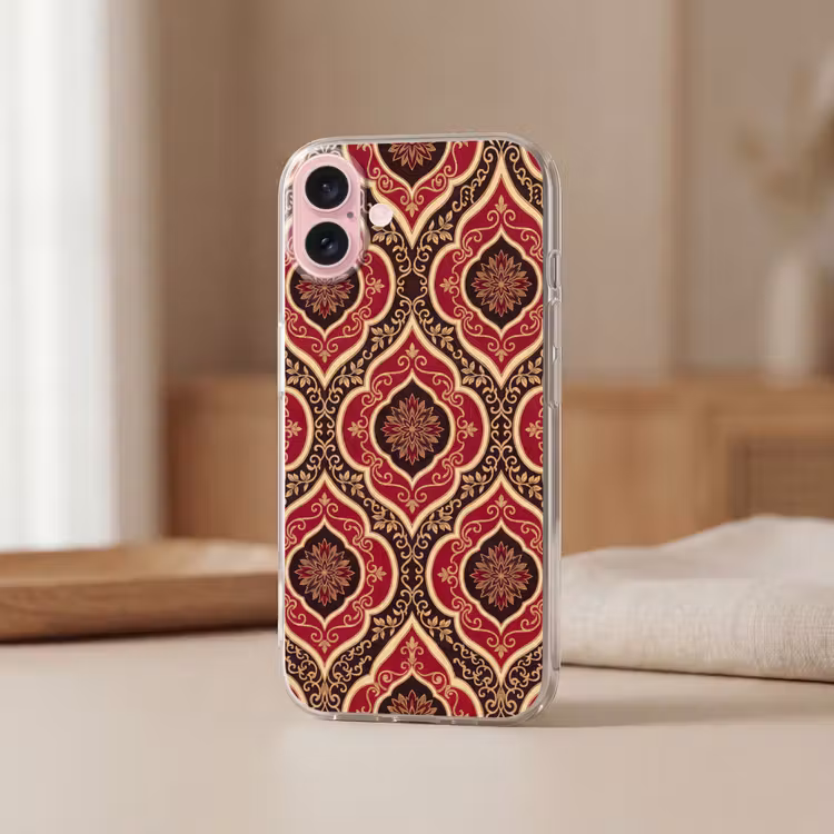 Telefoonhoesje - Patroon - Ornament - Barok - Rood - Goud — 3