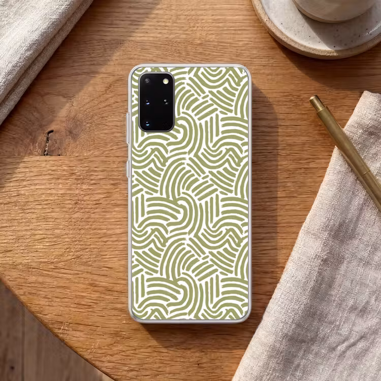 Telefoonhoesje - Saliegroen - Abstract - Bogen - Handgetekend - Patroon — 2