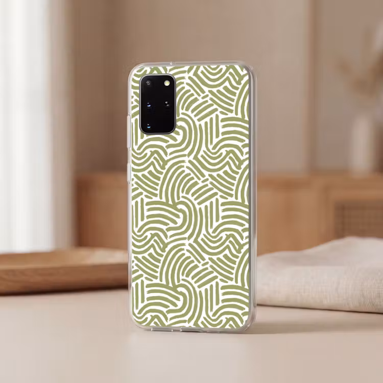 Telefoonhoesje - Saliegroen - Abstract - Bogen - Handgetekend - Patroon — 3