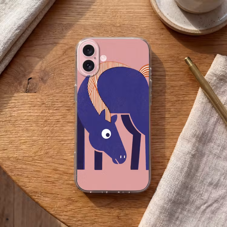 Telefoonhoesje - Paard - Abstract - Dieren - Modern - Blauw — 2