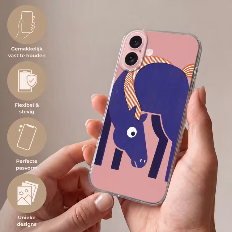 Telefoonhoesje - Paard - Abstract - Dieren - Modern - Blauw — 4